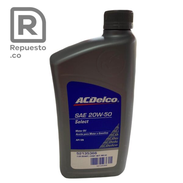 Aceite motor 20W50 1/4  ACDELCO – ACDelco Select SAE 20W-50 API SN