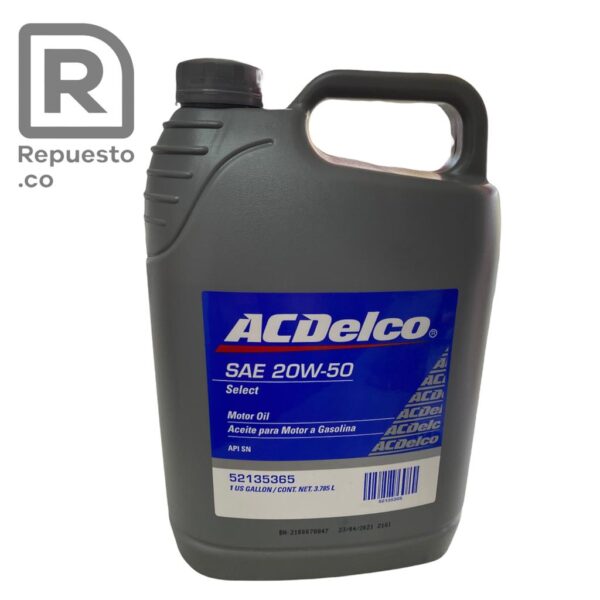 Aceite motor 20W50 Galón ACDELCO – ACDelco Select SAE 20W-50 API SN